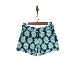 Crown & Ivy Women's Black/ Green/ Blue Kaleidoscope Shorts Petite Sz. 2P Stretch